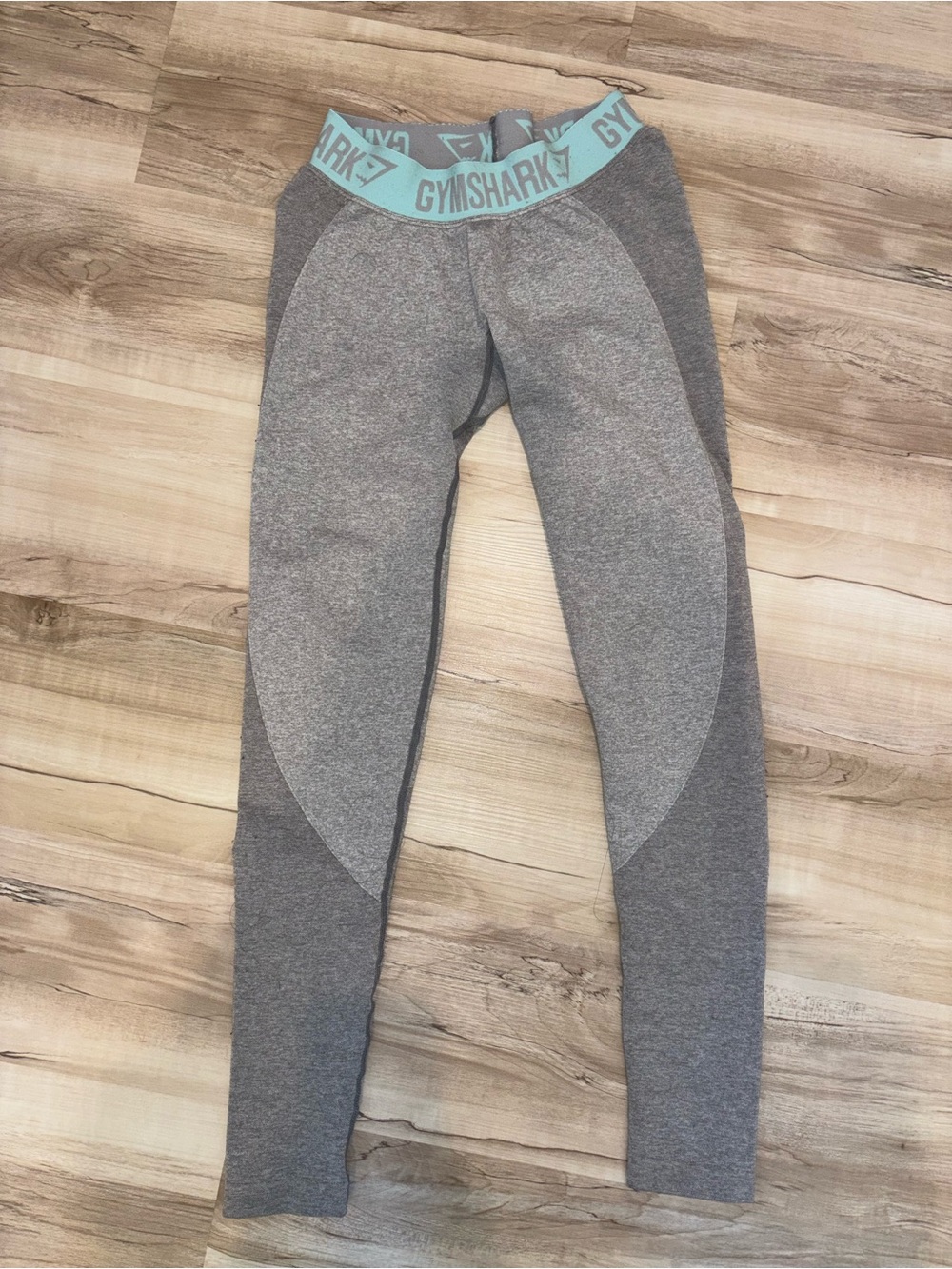 Gymshark women’s Grey Leggings with Teal Waistband